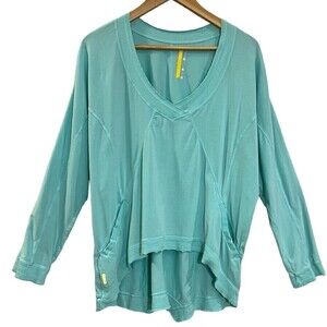 Lole‎ athletic Organic Cotton Tencel Blends V Neck Pullover Sweatshirt Blue Sz M